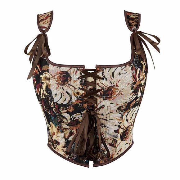 Other - 8349 Lace-Up Corset Overbust Victorian Floral Renaissance Plus Size Busiter